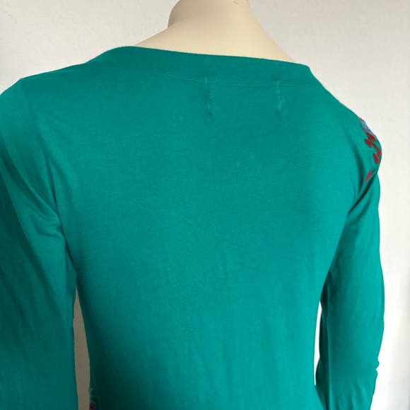 Johnny Was JWLA Womens Tunic Top Size Small Embroidered Boho Peacock - Picture 10 of 16